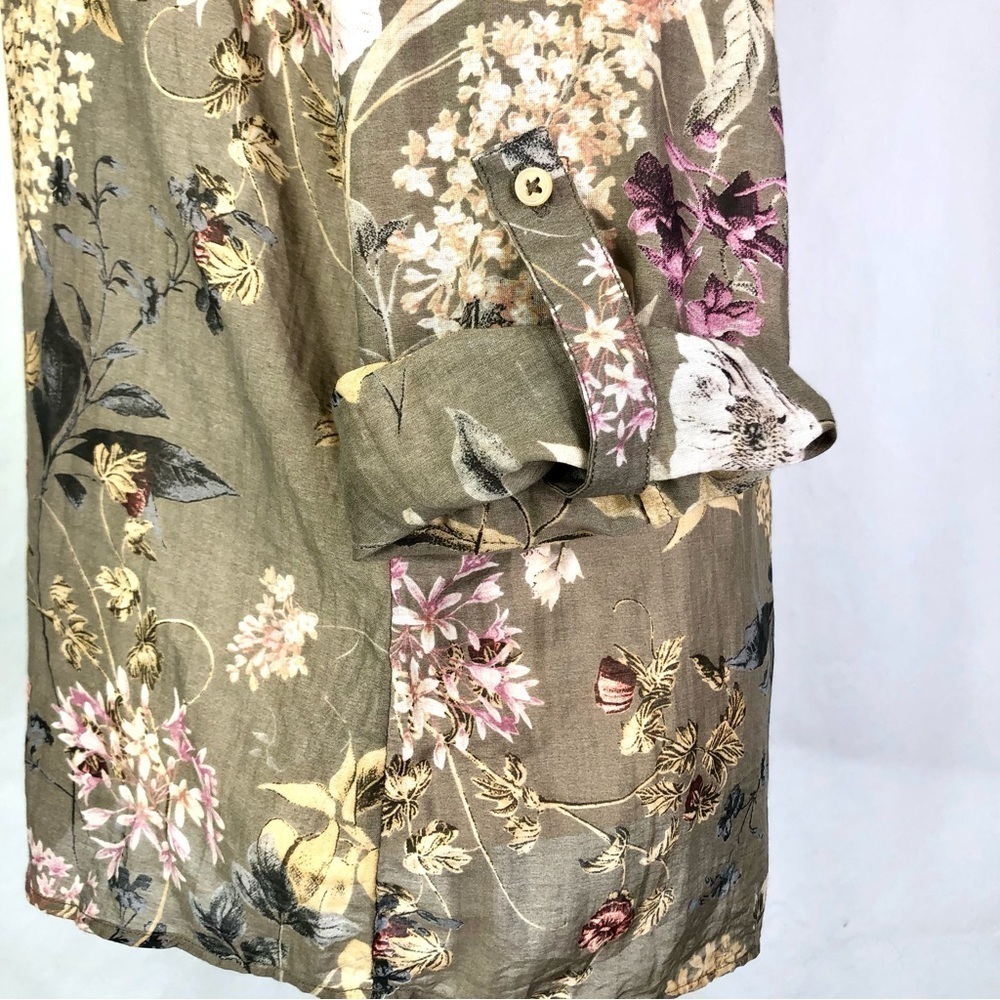 Massimo Dutti shirt sheer button down blouse cotton mulberry silk floral 6 - Picture 6 of 12